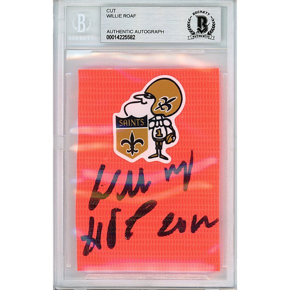 NFL Willie Roaf Signed Trading Cards, Collectible Willie  Willie Roaf Signed Saints Football TD Pylon Piece Beckett Slab Autograph BAS COA